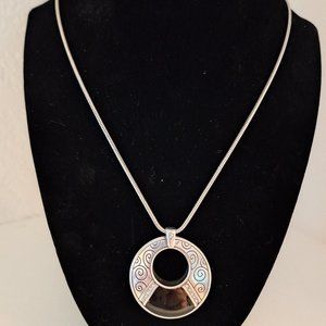 Brighton Retired Pendant Necklace Black & Matte Gold Reversible